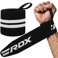 RDX Wrist Wraps for Weightlifting (Pair), IPL USPA Approved, Elasticated 18” Cotton Straps Support with Thumb Loop, Gym Wrap for Weight Lifting Powerlifting Competition Strength Training Bodybuilding - color: White Black