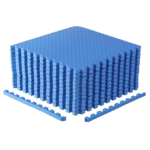 CAP Puzzle Exercise Mats | 1” Thick EVA Interlocking Foam Tiles for Home Gym Flooring | Multiple Options - color: Diamond - Blue, style: 12 Tiles (48 SQ FT)