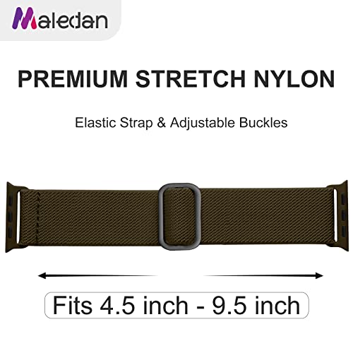 Maledan 10 Pack Stretchy Nylon Bands Compatible with Apple Watch Band 44mm 45mm 42mm 49mm 46mm Men Women, Elastic Solo Loop Wristband for Apple Watch Ultra 2 iWatch Series 11 10 9 8 7 6 5 4 3 2 1 SE - color: Black/Navy Blue/White/Army Green/Gray/Cactus/Pi