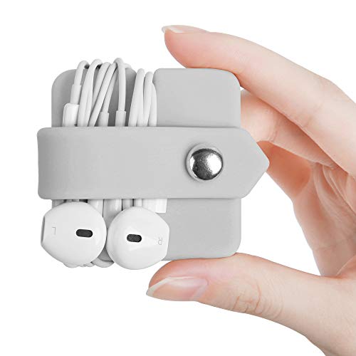 Silicone Earphone Organizer Earphone Wrap Winder Headphone Cord Organizer Wrap Winder Manager/Cable Winder(Gray, 1 Piece) - color: Light Grey
