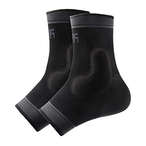 Adjustable Foot Socks, Ankle Brace Compression Support Sleeve with Silicone Gel, Arch Support - Boosts Recovery from Joint Pain, Sprain, Plantar Fasciitis (Black-Medium) - size: M
