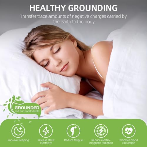 Grounding Mat for Bed, Grounding Pad Improves Sleep, relieves Stress, with Static grounding Cord and Test Pen (Black, (76.3 * 27 inch))