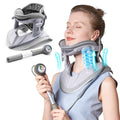 Cervical Neck Traction Device, Adjustable Cervical Traction Device with 3 Power Traction, 8 Airbag Support for Neck Pain Relief Neck Stretcher Air Pump Neck Brace - color: Grey Manual Air Pump