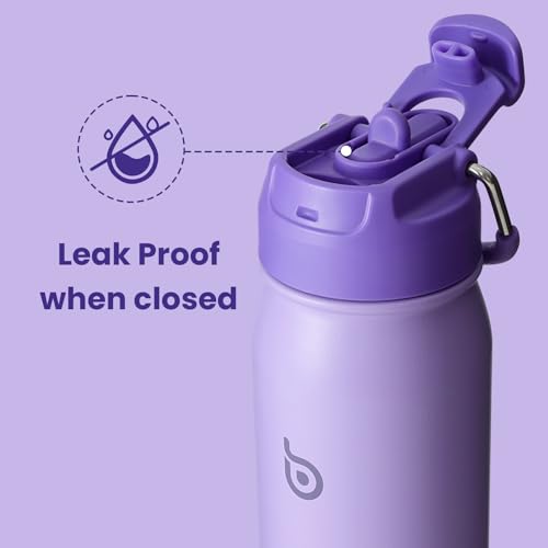 BOTTLE BOTTLE 24oz Insulated Water Bottle Stainless Steel Sport Water Bottle with Straw and Adjustable Lid Daily Pill Organizer - color: purple