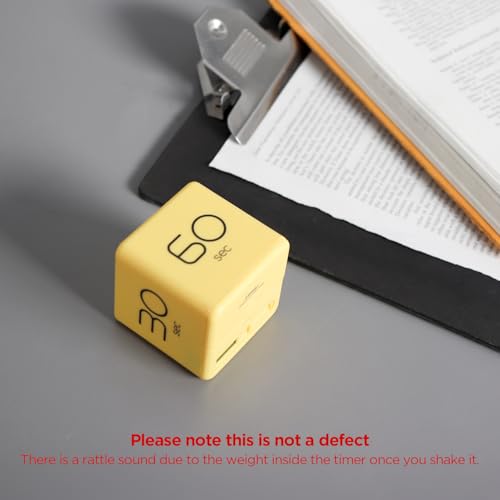 mooas Cube Timer (Yellow), Timers Cube Flip Block Timers Productivity Gravity Sensor Time Management for Kids ADHD Classroom Kitchen Desk Workout Cooking Study 10, 20, 30, 60 Seconds Timer Setting - color: Yellow