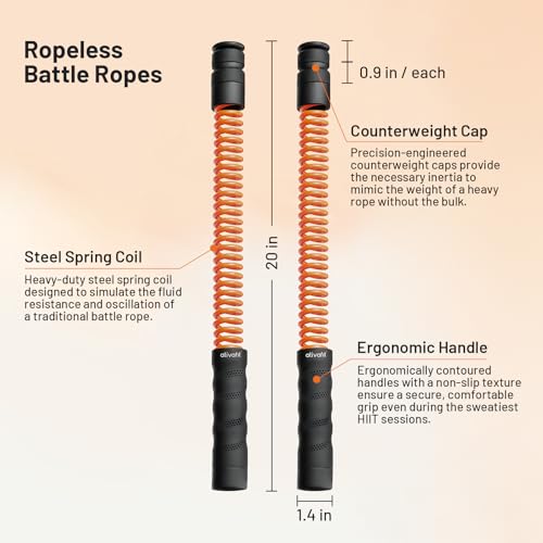 ATIVAFIT Ropeless Battle Rope for Home Gym, Adjustable Resistance Cordless Battle Ropes with 4 Weight Blocks & Storage Case, Full Body Workout Equipment for HIIT, Cardio & Strength Training for Men & Women