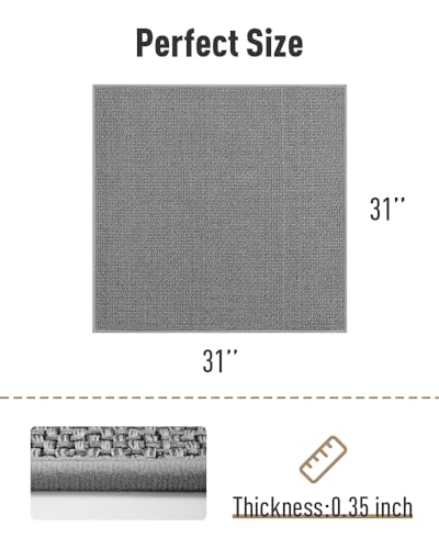 PADOOR Non Slip Stair-Treads Matching-Mat for Wooden Steps, Square Rubber Backing Non Slip Stair Landing Mat 30x30 inch - size: 30''x30'', style: Grey