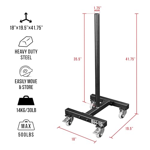 Valor Fitness Bumper Plate Storage Rack, Olympic Weight Plate Tree with Locking Wheels, 500 lb Capacity, 2 Inch Plate Holder for Home Gym, Garage Gym, and Commercial Fitness Use