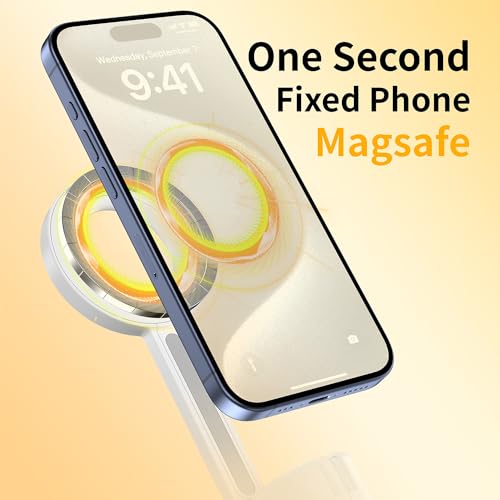 Magnetic Phone Tripod for iPhone 54" Automatic Pop-up Selfie Stick | Tripod Stand with Remote and Metal Ring for Cell Phone Video Recording/Photography/Vlogging (White) - color: White, size: 54in