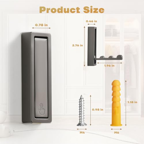 Folding Wall Hook, 2Pcs Foldable Coat Hooks Mounted, Heavy Duty Zinc Alloy No Rust Fold Up Hooks for Hanging Coat, Towel, Key, Hat, Bag, Jacket, Backpack (Gray) - color: Gray, size: 2