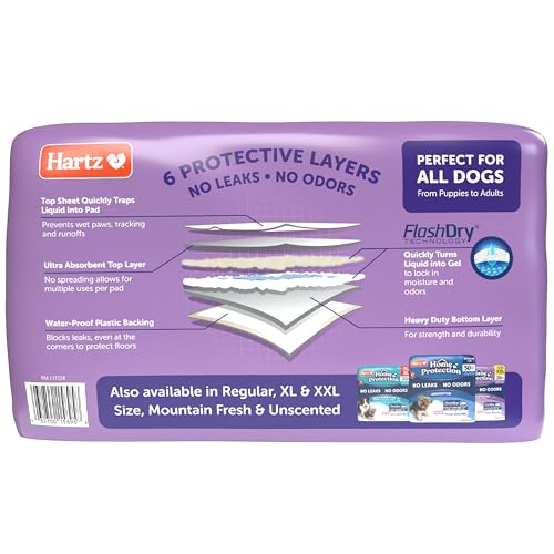Hartz Home Protection Lavender Scent Odor Eliminating Dog Pads, 3XL, 30ct | Thicker Quilted, Super Absorbent, Quick Drying, No Leaks, No Odors, FlashDry Technology - size: 3XL 36 x 36 (30 Count)