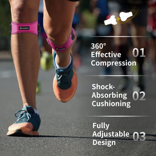 CAMBIVO 2 Pack Patella Tendon Knee Straps, Knee Brace for Women & Men with Extra Straps, Patella Bands for Pain Relief, Osgood Schlatter, Jumper’s Knee, Tendonitis, Running, Basketball, Volleyball - color: Pink
