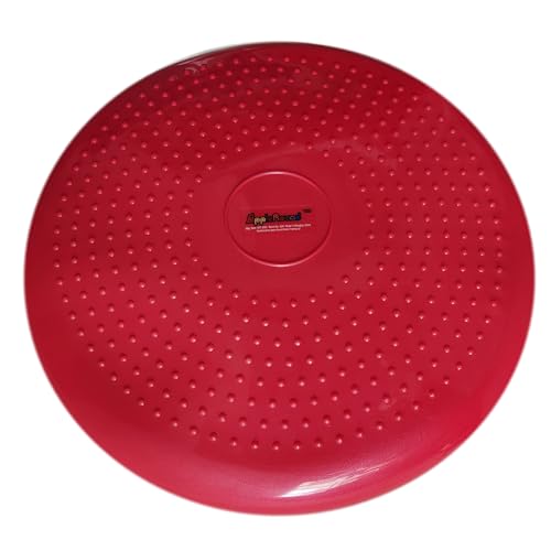 AppleRound Inflated Wobble Cushion with Hand Pump, Air Stability Board (Extra Thick), Core Balance Disc for Adults, Sensory Wiggle Seat for Kids, Flexible Seating for All Age, 13.5in / 34cm Diameter - color: Red