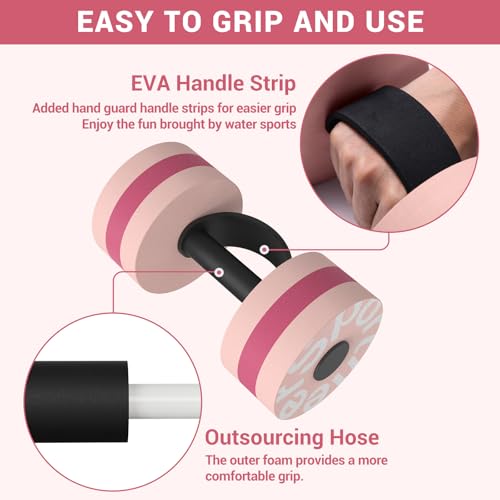 Sportneer Water Weights Aquatic Exercise Dumbbells Water Dumbbell Aerobics Workouts Set of 2 EVA Foam Pool Weights Dumbbells Set Aqua Fitness Barbells Equipment for Water Aerobics Weight Loss - color: Double Pink