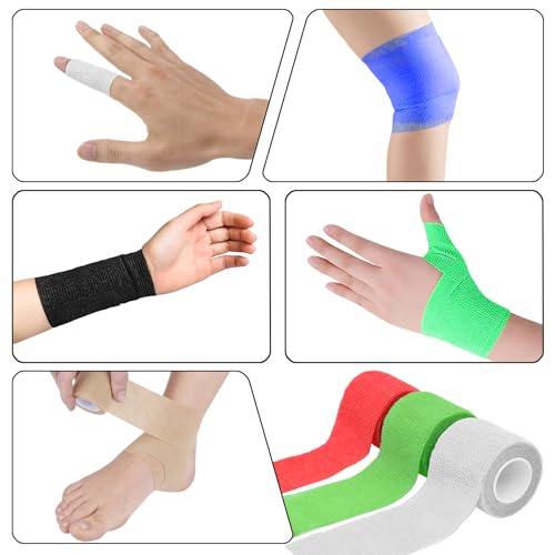 6 Pack 2 Inches Self Adhesive Bandage Wrap | Breathable Cohesive Bandage Elastic Tape for Pets, Athletic, Sports, Wrist, Knee, Ankle(5 Yards Per Roll, White) - color: White, size: 2 Inch