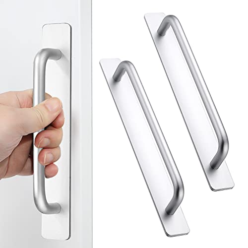 Self-Stick Instant Cabinet Handles - 2pcs Aluminum Alloy Drawer Pulls Helper with Adhesive Door Handle for Kitchen Cabinet Window Sliding Closet (8.35", Silver) - color: Silver, size: Large (8.35")