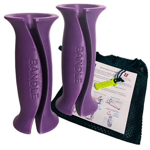 Bandle™ - True Ergonomic Handles for Resistance Bands | Unleash The Full Potential of Pain-Free, Full-Body Workouts | Durable & Comfortable for High-Intensity Training (2 Handles) - color: Purple, size: Standard