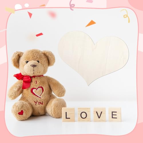12 Pack 12 Inch Valentine Wood Heart Cutouts for Crafts Unfinished Blank Wooden Heart Shape Wood Slices DIY Art for Wedding Home Valentine Party Decoration - color: multicolor