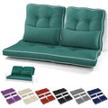 Chunful Set of 5 Outdoor Bench Cushions Set 44 x 19 Inch Tufted Waterproof Patio Furniture Seat Pad with Throw Pillows Loveseat Cushion for Square Settee Indoor Sofa Wicker Couch(Green) - color: Green