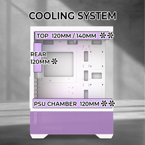 Raidmax i802 Vibe Series ATX Mid Tower Gaming Case Bundle – Tempered Glass Side Panel, Includes 700W 80+ Power Supply, AM1204 Digital Display Air Cooler, and 5 Pre-Installed FRGB Fans (Purple) - color: Purple