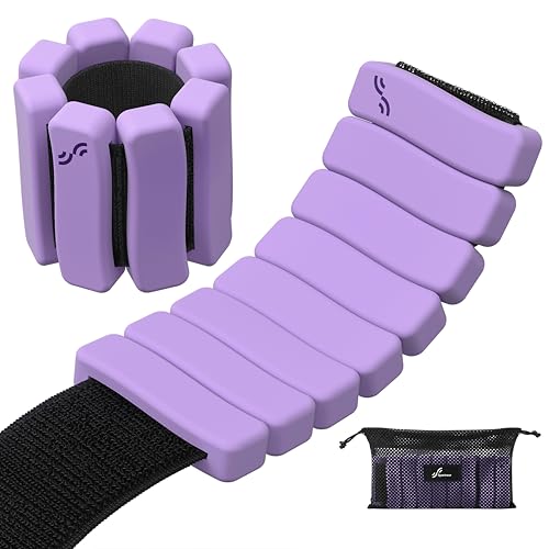 Sportneer Wrist & Ankle Weights for Women & Men Set of 2 (1LB/2LB Each) - Soft Silicone Arm & Leg Weights for Pilates, Yoga, Walking, Barre, Home Workout, Water Aerobics - color: Aura Lavender, size: 4 Lb Pair (2 Lb Each)