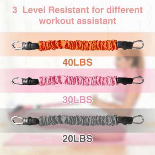 2026 Upgraded Pedal Resistance Band with Handles, 20/30/40LBS Adjustable Latex Bands, Door Anchor, Non-Slip Comfort Pedals, Full Body Workout Kit for Women, Sit Up Exercise Equipment