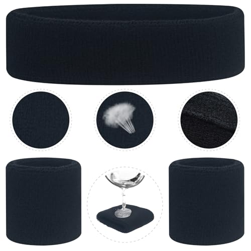 ONUPGO 5 Pieces Kids Sweatbands Soccer Socks Set - Sports Headband, Wristbands, Striped High Socks for Kids, Youth,Toddler & Baby - Football, Basketball, Running, Cycling, Tennis - color: Black
