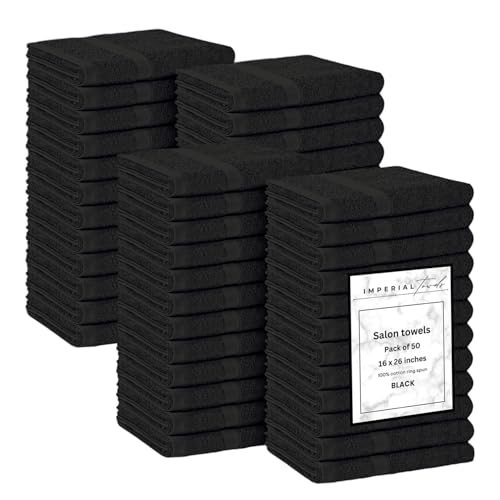 50 PK Saloon Towel Black - color: Black, size: Hand Towel Pack of 50 (16 x 26 inches)