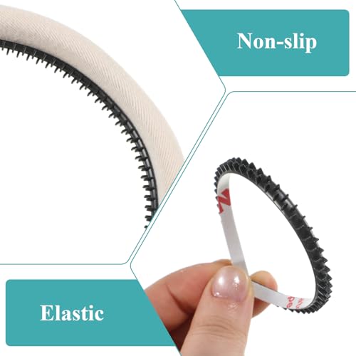Larrel 10 Pcs Self-Adhesive Teeth Headband, 5MM Wide DIY Silicone Headband Teeth Strips, Anti-Slip Headbands with Teethes for Women Girls Hair Accessories DIY Craft