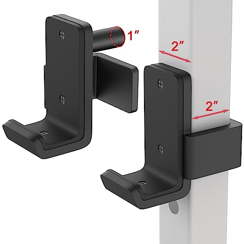 SELEWARE Solid Steel J Hooks for 2" x 2" or 3" x 3" Tube Power Cage with 1" 1/2" or 5/8" Hole Squat Rack Attachment, J-Hook Barbell Holder for Power Rack, Set of 2 - color: For 1" Hole of 2x2 inch Rack