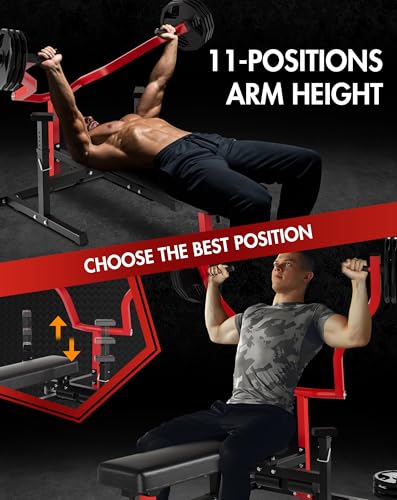 GAOMON Adjustable Bench Press Machine - 1250LBS Capacity Chest Press with Independent Converging Arms for Chest, Shoulder, AB Workouts ,Home Gym Equipment