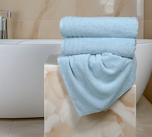 Tens Towels Pack of 8 Towels Set, 2 Extra Large Bath, 2 Hand, 4 Washcloths, 100% Cotton, Lighter Weight, Quicker to Dry, Super Absorbent, Perfect for Bathroom, Sky Blue - color: Sky Blue