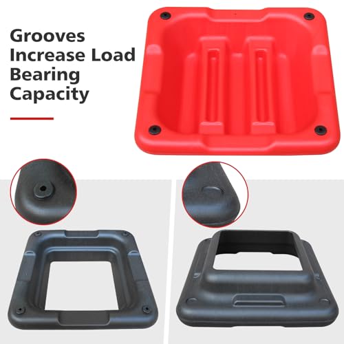16" x 16" High Aerobic Step Aerobics Stepper Platform with 4 Risers, Exercise Workout Stepper, Home Gym Equipment, Fitness Step Platform, Adjustable Aerobic Stepper - color: Black+Red