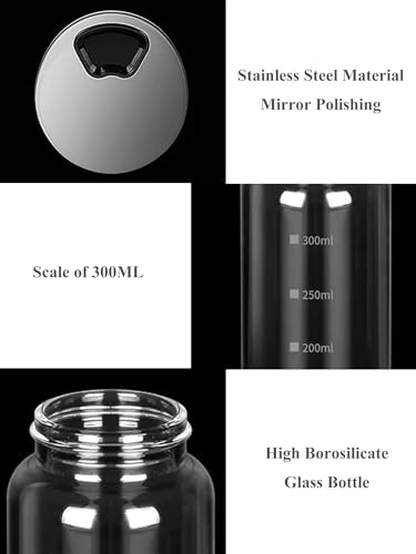 Verdental 10 oz Salt Pepper Shakers with 3 Adjustable Outlet Holes | Clear Glass Shaker Bottles Spice Seasoning Cans for Kitchen Decor Home Restaurant BBQ Camping Farmhouse Kitchen Accessories - size: 300ML(2.36*6.81 IN)