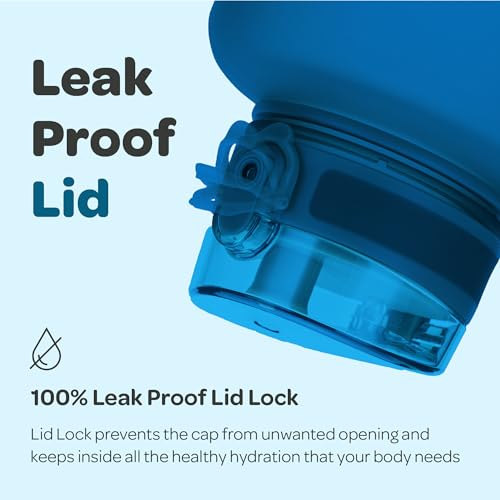 Hydracy Motivational Water Bottle with Time Marker & Fruit Infuser 64 oz | BPA-Free Tritan, Leakproof Flip-Top Lid,No-Sweat Sleeve,Carry Strap,Daily Intake Tracking for Gym,Sports,Outdoors - color: Midnight Blue, size: 64 Ounces