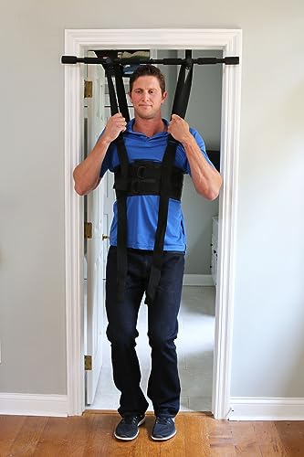 Sit and Decompress Back Stretcher with Pull Up Bar 3 Minutes A Day Lumbar Traction Spinal Decompression - (Medium Harness) - size: Medium