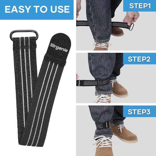 Cowboy Boot Straps, Adjustable Elastic Pant Leg Straps for Biking, Fishing, Hiking, Wading etc. - color: Black-4pcs