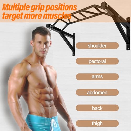 Multifunctional Wall Mount Pull-Up Bar Fitness Equipment,Chin-Up for Indoor Home Gym Workout,Supports to 440 Lbs - style: type A