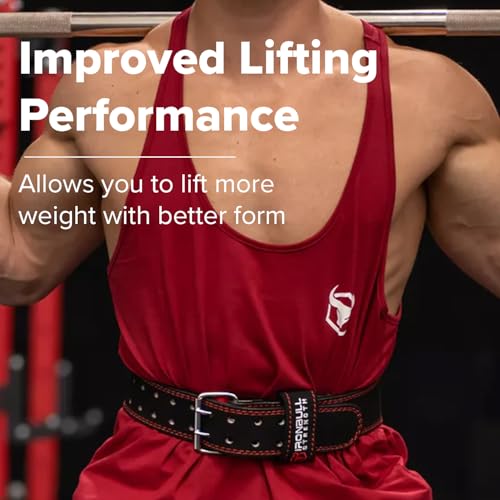 Weight Lifting Belt - 6-inch Padded Leather Weight Belt - Heavy Duty And Comfortable Back Support For Heavy Weightlifting and Fitness - size: X-Large