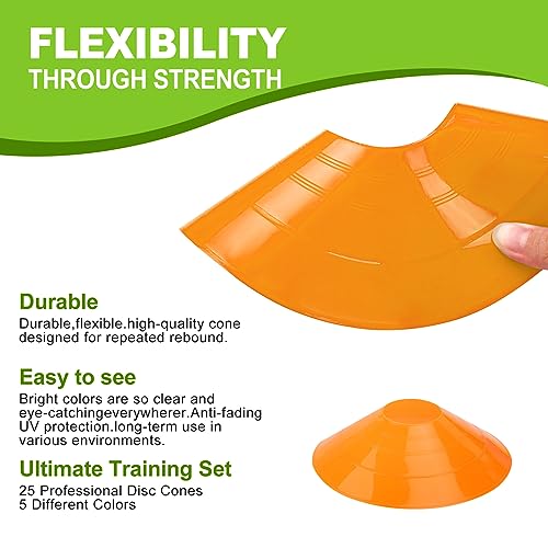 Ashsajkd(Set of 25/50/100 - Agility Soccer Cones with Carry Bag and for ， Football Cones for TrainingFootball, Basketball, Coaching, Agility Cones for Indoor and Outdoor Games - color: D-25 Pack orange