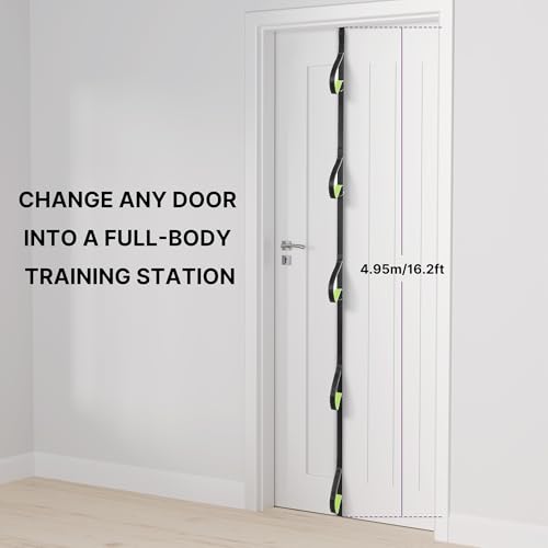 Manificent Door Anchor for Resistance Bands, Heavy Duty Padded Door Anchor System Door Hook, Must-Have Workout Exercise Bands Attachment Compatible for Loop Bands, Resistance Tube - style: Door Anchor Green 5Points