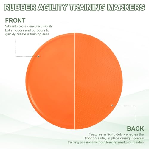 Spot Markers, Poly Spot Marker for Agility Training Floor Dots Non Slip Flat Field Cones - color: Orange, size: 19 cm/7.5inch
