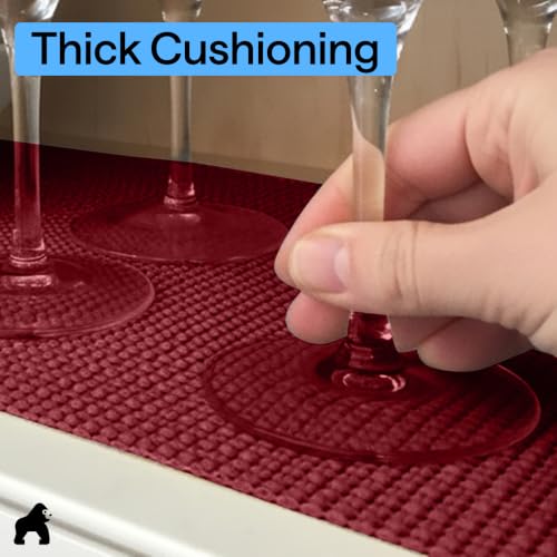 GORILLA GRIP powerGRIP Drawer Shelf and Cabinet Liner, Thick Strong Hold, Non-Adhesive Liners Protect Kitchen Cabinets and Cupboard, Bathroom Drawers, Easy Install, Breathable Mat, 12" x10', Red - color: Red, size: 12" X 10', style: 12" x 10'