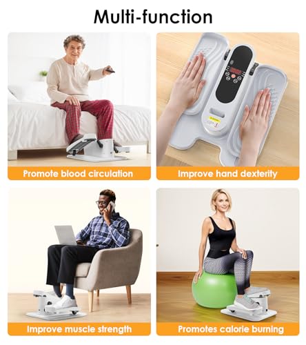 Under Desk Elliptical Machine for Senior, Quiet Motorized Leg Exerciser with Smart Remote, Pedal Exerciser with Adjustable Speeds for Auto/Manual Modes, LCD Monitor, Easy to Use for Home Office