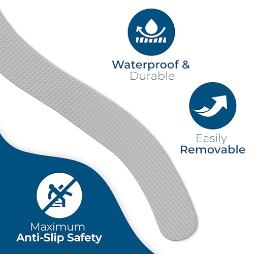 Anti-Slip Shower Stickers - Help Reduce Slipping in Bathtub & Shower, Gray Non-Slip Bath Strips, Strong Adhesive Bathtub Appliques Suitable for Homes with Kids, Adults & Seniors - 24 Pcs - Homergy - color: Calm Gray