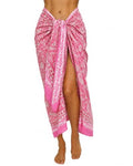 100% Cotton Hand Block Print Pareo Sarong Swimsuit Wrap Skirt Cover Up Long Women’s Apparel Fabric Beach Bikni (73" x 44") - color: Pink 2