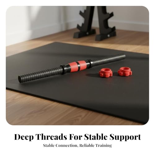 DYNWAVE 2X Dumbbell Handle Dumbellsweights Set Sturdy with 4 Collars Barbell Bar for Workout Strength Training Fitness Gym Attachment - color: 55cm