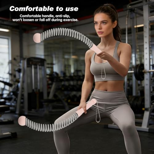 Ropeless Battle Ropes, 2 Pcs Weighted Cordless Workout Ropes with Non-Slip Handles, Training Ropes for Home Gym, HIIT, Strength & Full Body Workout, with Carry Bag & Cooling Towel - color: Pink