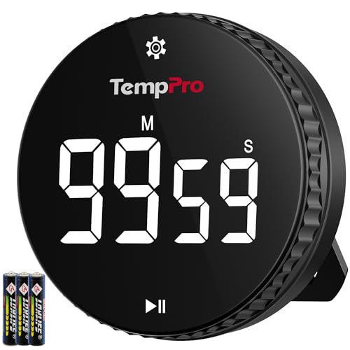 TempPro Magnetic Kitchen Timers for Cooking, Digital Timer for Kids Teacher | Countdown Timer with Easy-Twist Knob, Loud Alarm & Silent Mode, Classroom Timer with Large LED Display for Office Workout