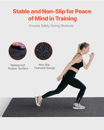 VEVOR 0.56Inch 24sq.ft 6 Tiles Gym Flooring for Home Gym, Rubber Top with High Density EVA Foam, 25 x 25In Gym Floor Exercise Equipment Mats, Interlocking Gym Mats, Puzzle Workout Mats, Black & White | Rubber Top with High Density EVA Foam, 25 x 25in Floo